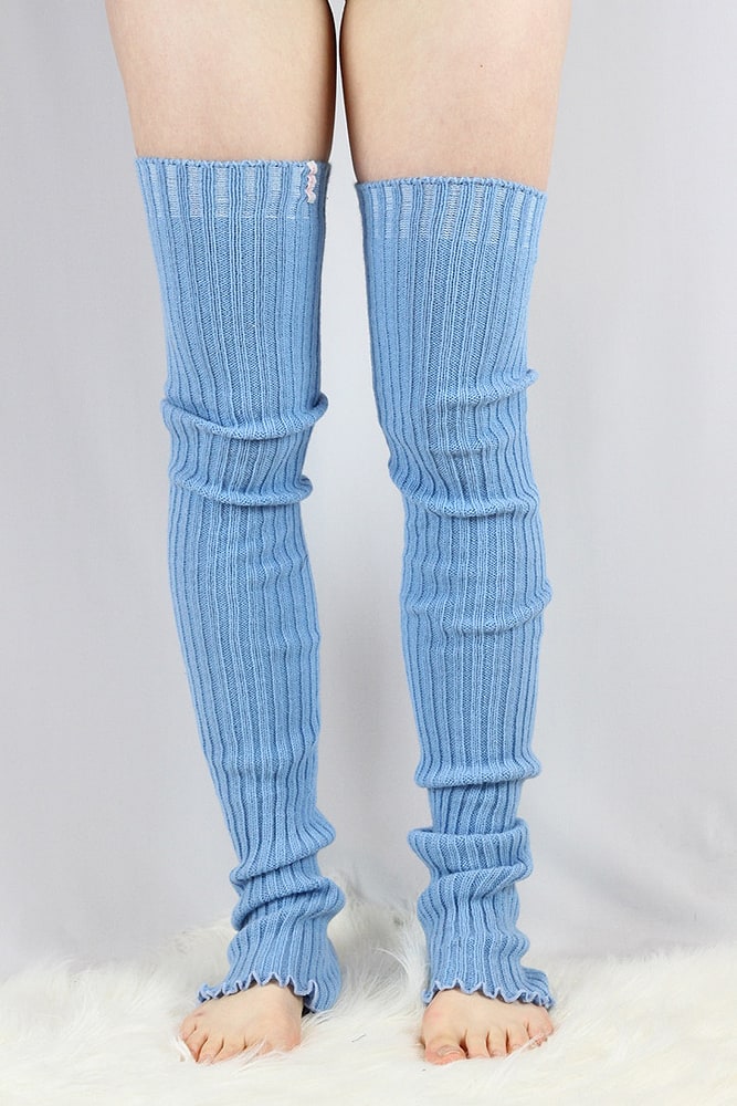Extra Long Stirr-up Knit Legwarmers Baby Blue | Rarr Designs