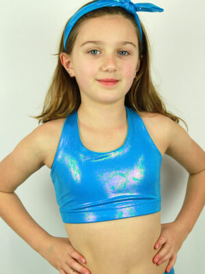 Rarr designs Aqua Sparkle Crop Top Sports Bra Youth Girls