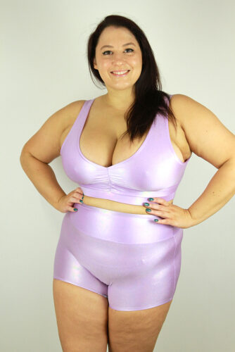 Rarr designs Lilac Sparkle High Waisted Cheeky Shorts - Plus Size
