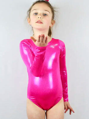 Girls Long Sleeve Pink Sparkle One Piece girls Leotard For Gymnastics, Ballet and Dance Classes from the Little Rarrscals Range by Rarr Designs
