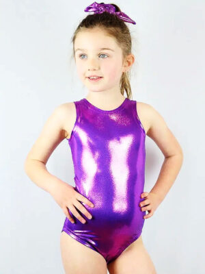Sleeveless Purple Sparkle One Piece girls Leotard For Gymnastics, Ballet and Dance Classes from the Little Rarrscals Range by Rarr Designs