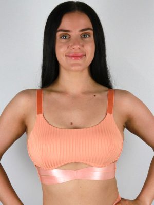 Crystal Strappy Bra Peach front