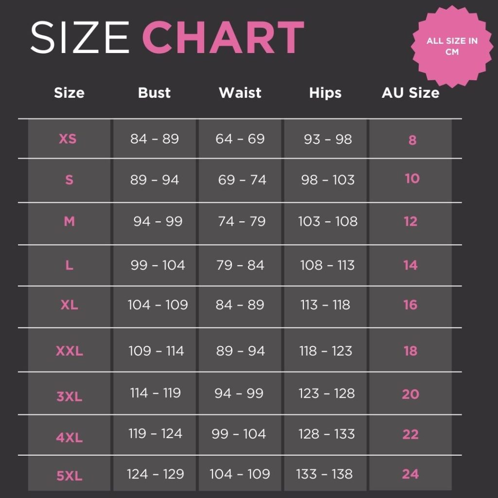 Black and Pink Minimalist Size Chart Instagram Post