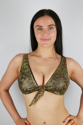 Gold Shattered Tie Up bra front