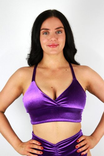 Velveteratti Bikini Bra Glitter Purple front Rarr designs
