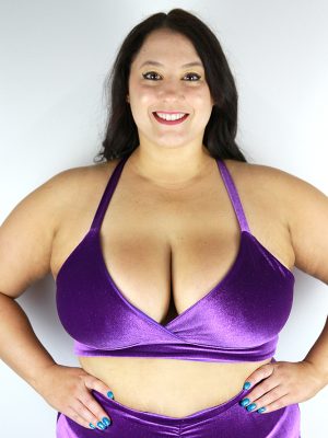 Velveteratti Plus Size Bikini Bra Glitter Purple Front Rarr designs