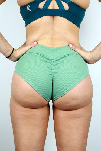 Leaf Rib Mid Waisted BRAZIL Scrunchie Bum Shorts | Pole Wear back Rarr designs